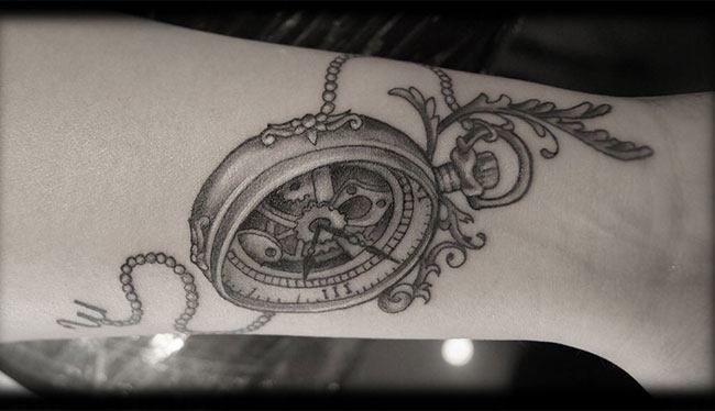 Antique timepiece tattoo