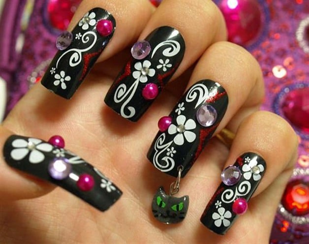 Black Nail Art Step by Step