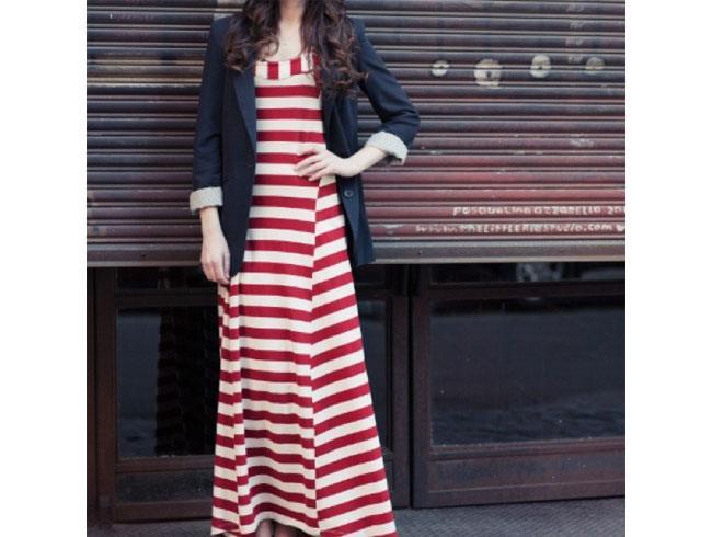 Black and White Stripe Maxi Dress