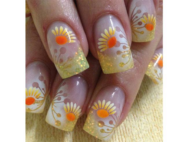 Sunflower Nail Art Designs Sunflower Nail Art Designs