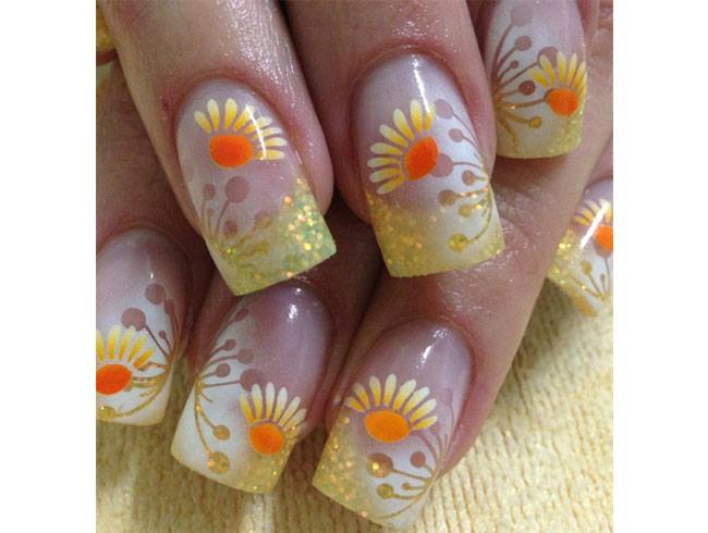 Sunflower Nail Art Designs