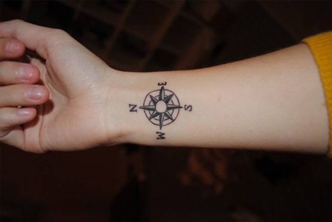 compass wrist tattoo