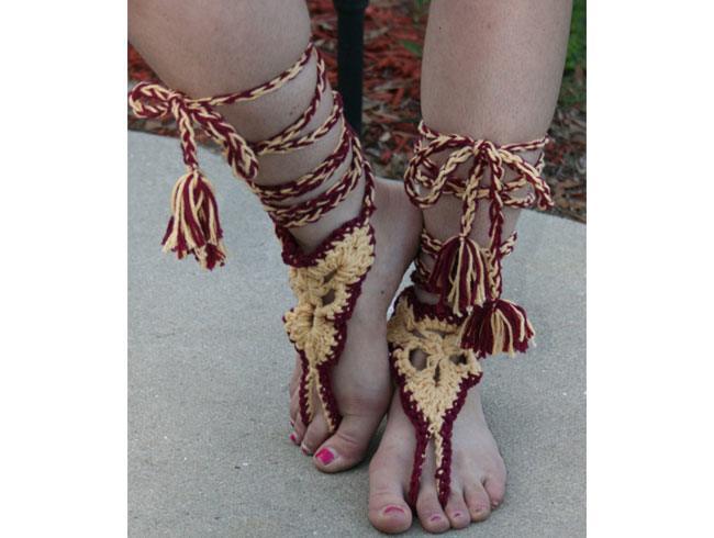 Crocheted gypsy sandals for the beach