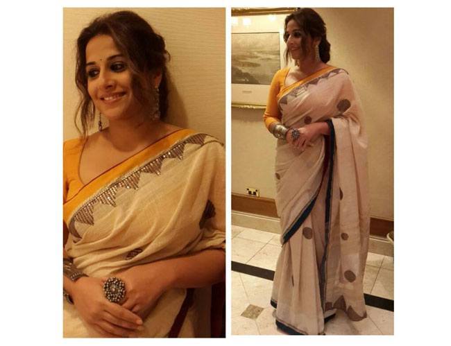 Vidya Balan in yellow ritu kumar saree