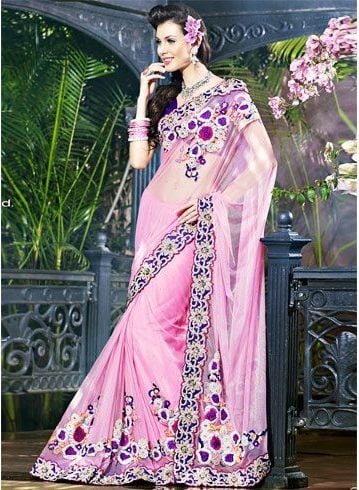 how to wear a net saree to look slim