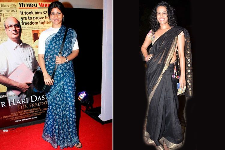 Konkona Sen Sharma and Swara Bhaskar wearing Chanderi sarees at different events