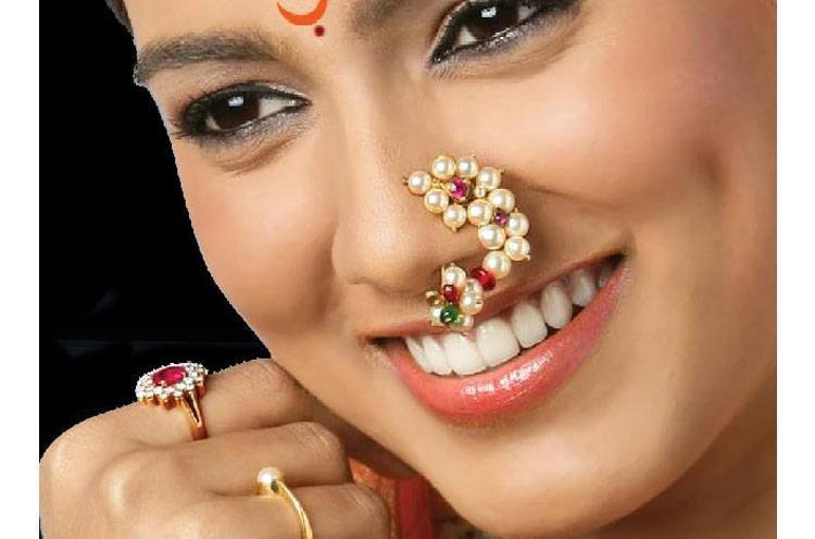 Indian Traditional Nose Stud 18K South Indian Nose Ring Nath Fashion Jewelry  | eBay