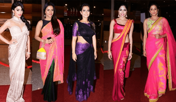 party wear saree wearing style