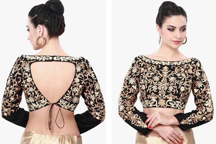 Boat Neck Saree Blouse Deisgns