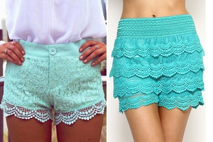 shorts mint lace shorts pretty