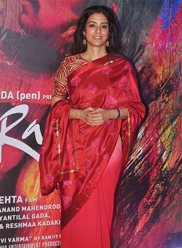 Tabu in a red Nachiket Barve sari with boat neck blouse Boat Neck Blouse Designs