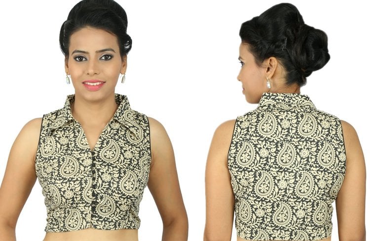 Black And White Sleeveless Blouse