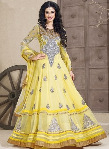 Bright Yellow Georgette Anarkali