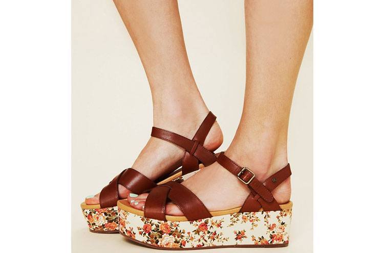 Faux Leather Flatform Sandals