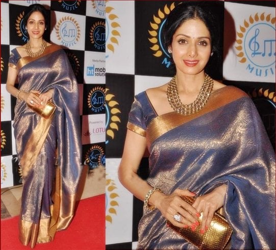 Manish Malhotra Blue Silk Saree