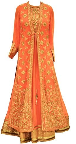 Orange Jacket Style Anarkali