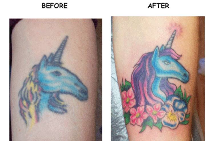Unicorn cover up tattoo