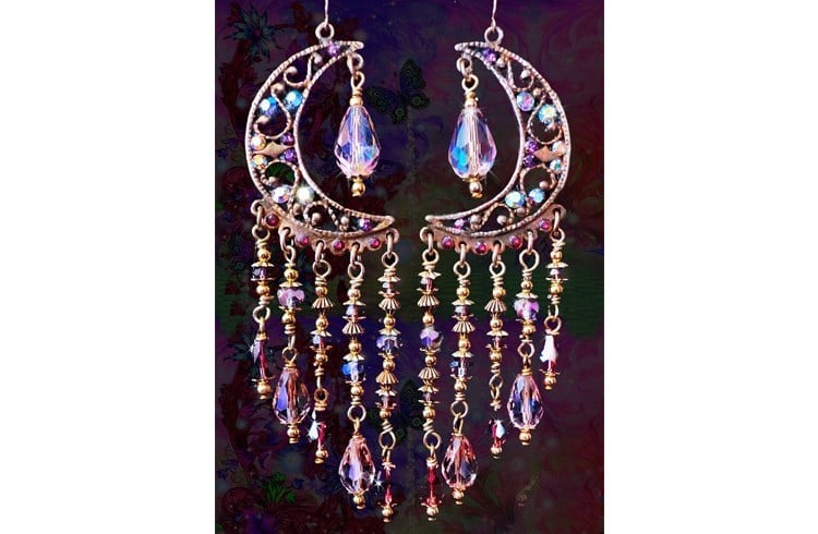 Chandelier moon earrings