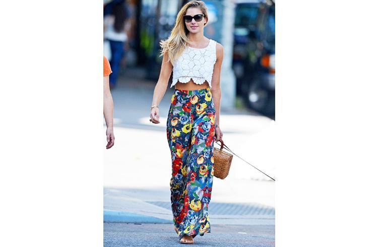 Crop top with Patterned Pants