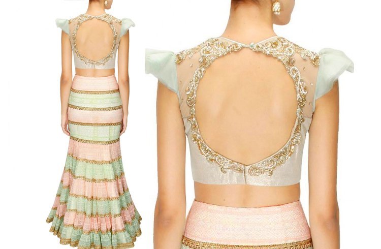 Cut backless blouse for lehenga