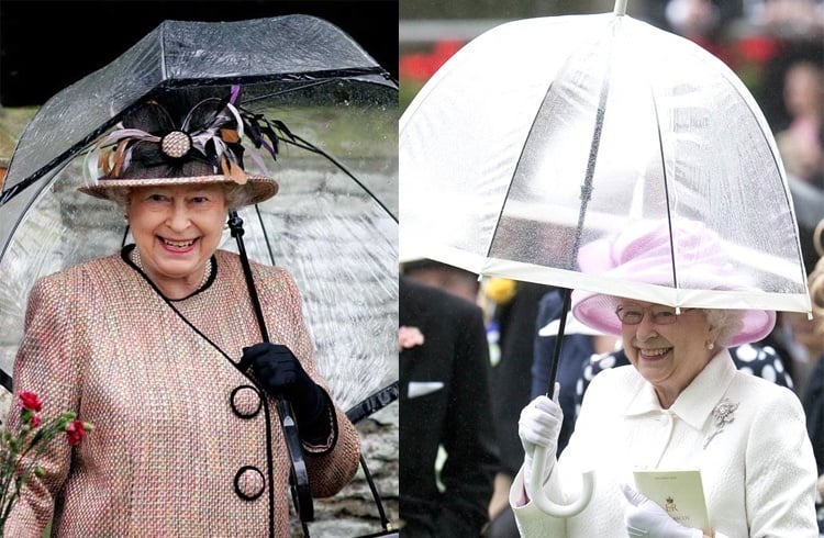 Elizabeth II umbrella in rainy season