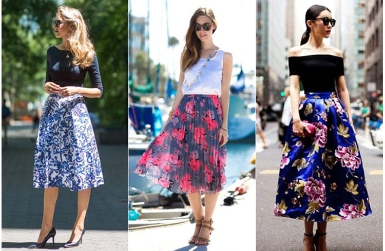 Floral midi skirts