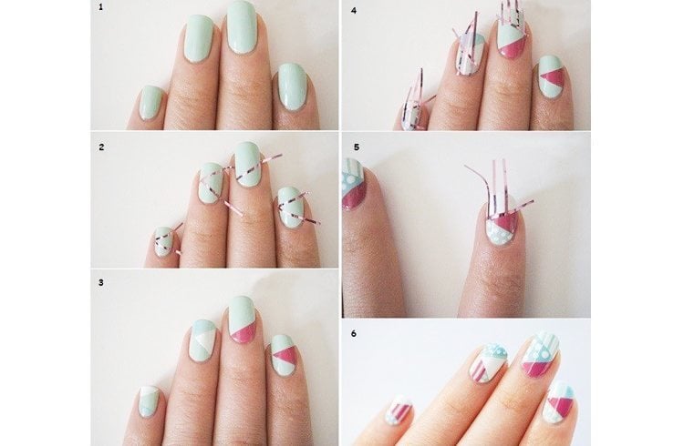 Nail Art Designs, die nur mit einem Klebeband ausgeführt werden können  