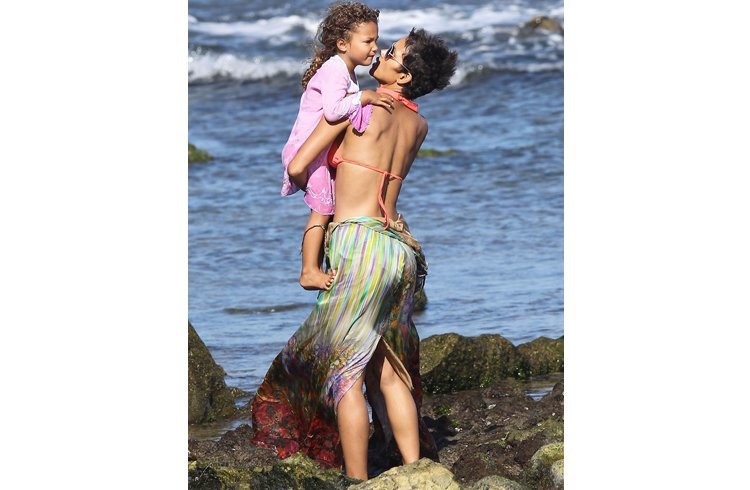 Halle Berry in orange bikini