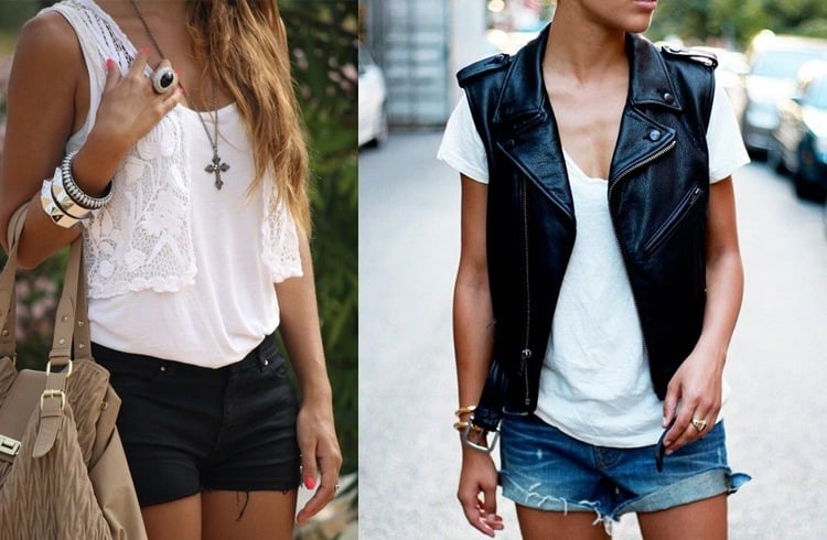 Lace and leather vests