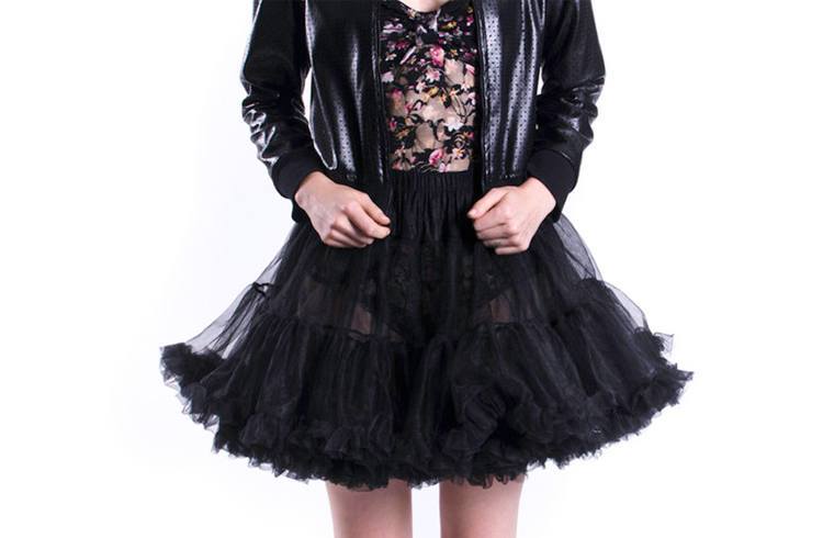 Leather Jacket with Frilly Skirt