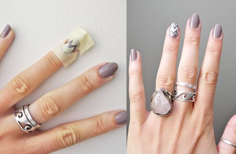 Nail Art Designs, die nur mit einem Klebeband ausgeführt werden können  