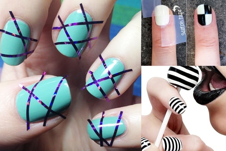 Nail Art Designs, die nur mit einem Klebeband ausgeführt werden können  