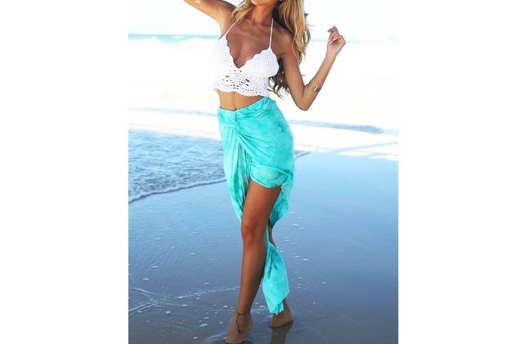 Satin blue sarong for beach