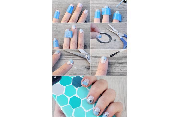 Nail Art Designs, die nur mit einem Klebeband ausgeführt werden können  