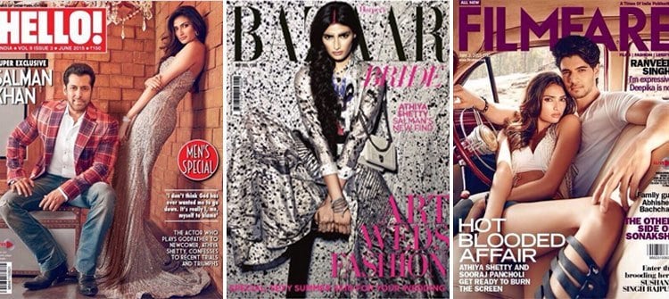 Athiya Shetty fashion magazine covers