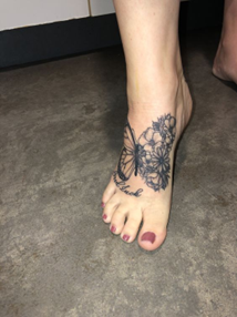 Butterfly + Wild Flower Foot Tattoo