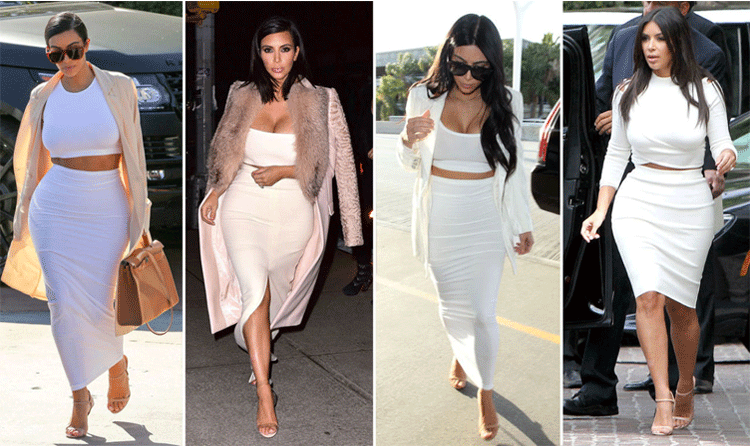 Kim Kardashian Wears Crop tops and pencil skirts