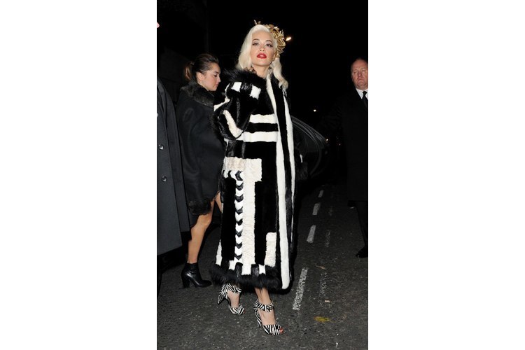 Rita Ora Black and White Zebra Print Sandals