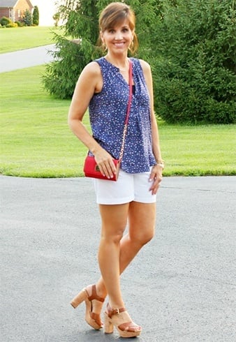 Blue top and white short