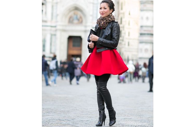 Boots with red skirt