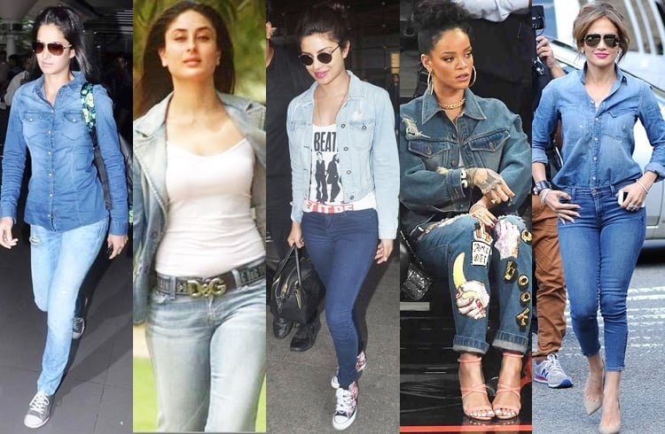 celebrities in denim on denim