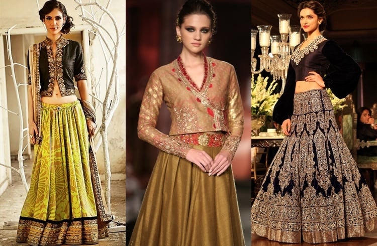 Crop tops as blouses for bridal lehenga 