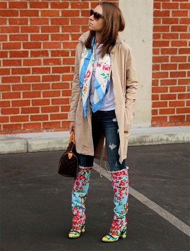 Floral boots for women