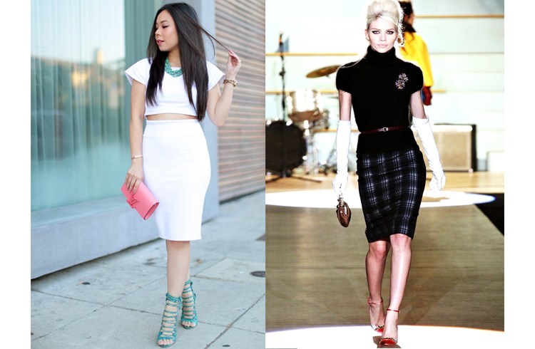 high-waist pencil skirt