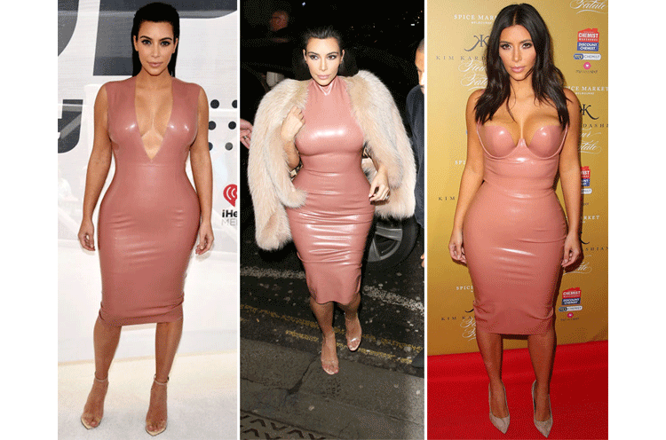 kim kardashian latex leather dress