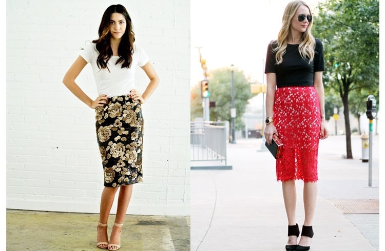 Lace pencil skirt trend