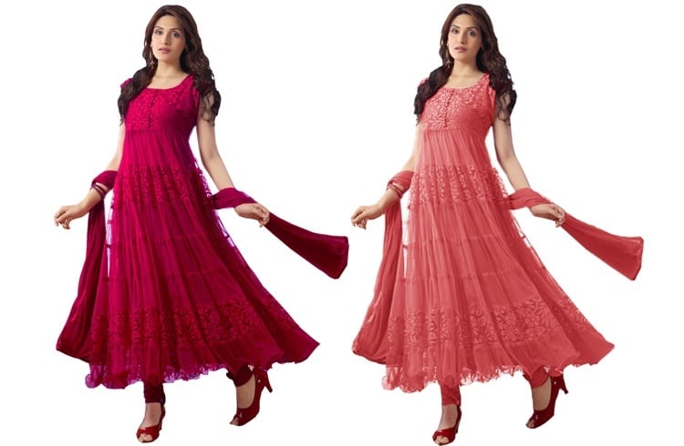 Pink anarkali dresses for eid