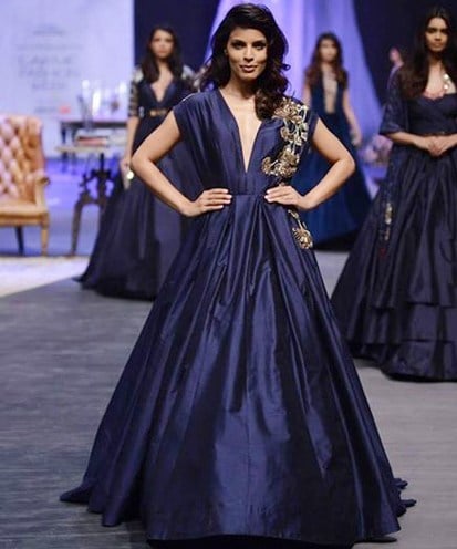 Manish Malhotra Royal Blue Gown With Zardosi