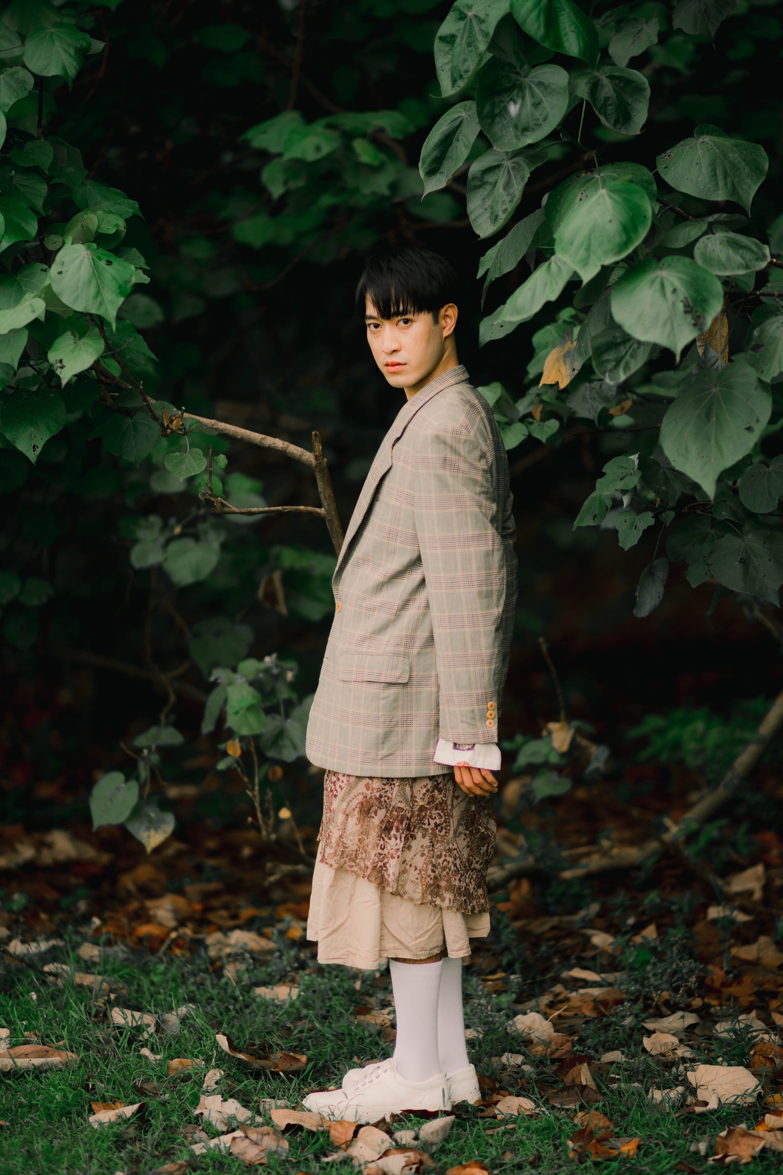 Woman wearing a coordinated skirt suit