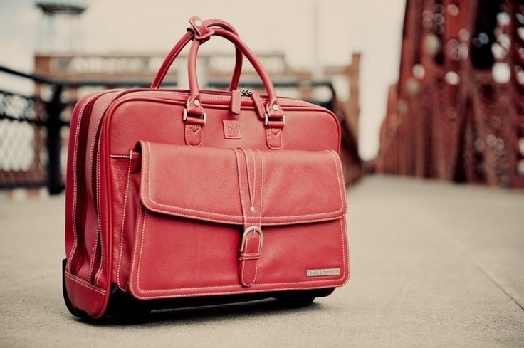 Clark & Mayfield Stafford Leather rolling laptop bag